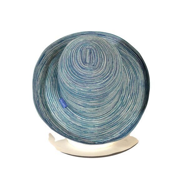Wallaroo Wide Brim Sun Hat Rolled Ombre Blue UPF Protection Packable Vacation - Picture 6 of 13